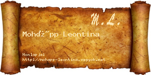 Mohápp Leontina névjegykártya